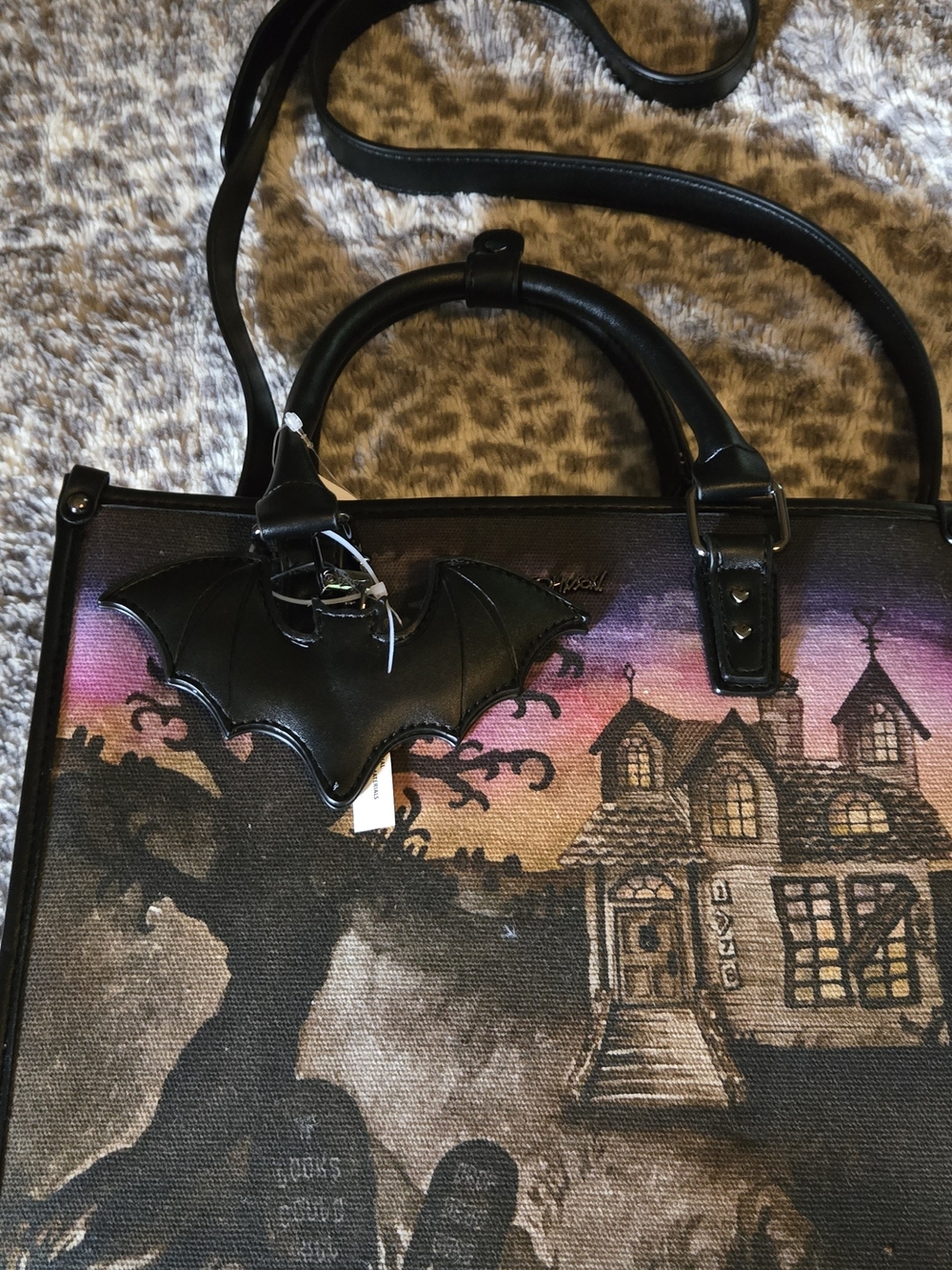 Betsey Johnson Haunted House Satchel in Black and Purple Gradient - Picture 4 of 7
